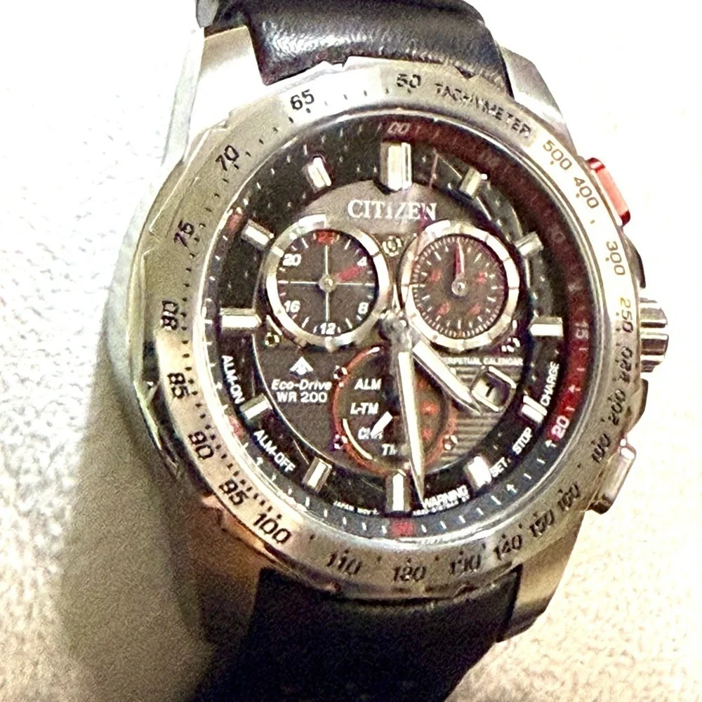 Citizen Promaster EcoDrive Chronograph Date Designer Sport Mens Watch